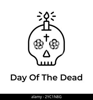 Une icône accrocheuse de Day of the Dead dans un style modifiable, isolé sur fond blanc Illustration de Vecteur