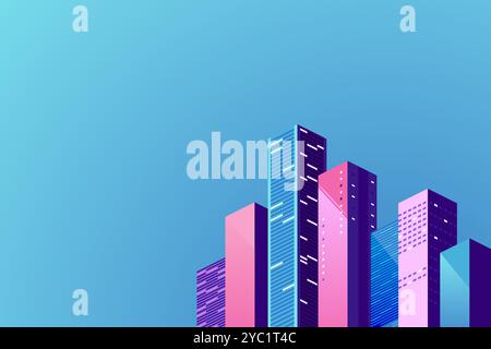 Modèle Cityscape. Paysage urbain avec des bâtiments colorés. Illustration de Vecteur