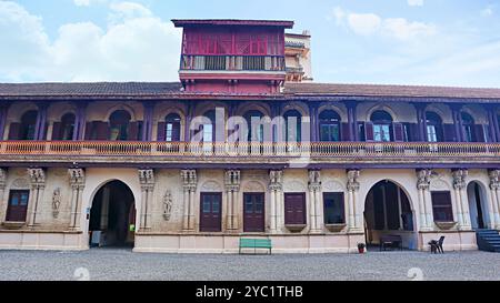 New Darbar Hall of Naulakha Palace, Gondal, Rajkot, Gujarat, Inde. Banque D'Images