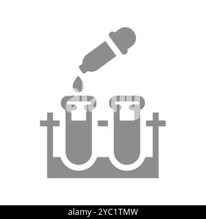 Icône de vecteur de recherche scientifique et d'expérience. Jeu de tubes à essai avec symbole de pipette. Illustration de Vecteur