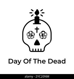 Une icône accrocheuse de Day of the Dead dans un style modifiable, isolé sur fond blanc Illustration de Vecteur