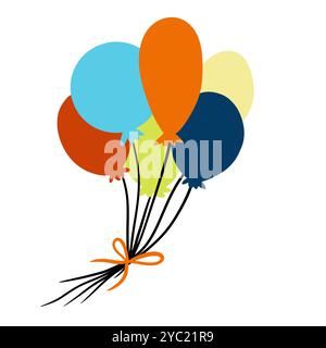 illustration dessinée à la main de montgolfières à air chaud vert jaune rose bleu orange. Design clipart pour fête fête festive festive festive festive fêtes fêtes cartes d'anniversaire invitations. Pour les enfants enfants art. Banque D'Images