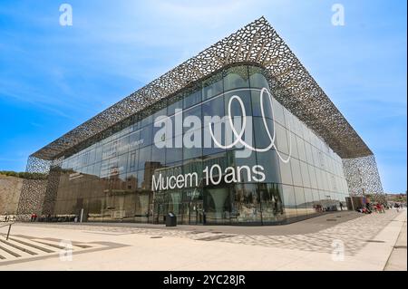 MARSEILLE, FRANCE - 09 JUILLET 2015 : bâtiment du Musée des civilisations européennes et méditerranéennes, MuCEM Banque D'Images