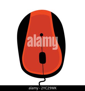 Illustration d'une souris d'ordinateur filaire rouge et noire, idéale pour les designs de technologie ou de bureau. Illustration de Vecteur