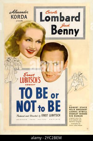 Etre ou ne pas être, affiche de film vintage feat. Carole Lombard, Jack Benny - Ernst Lubitsch comédie Banque D'Images