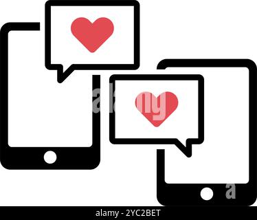 Icône simple de l'application de rencontre de smartphone. Vecteur modifiable. Illustration de Vecteur