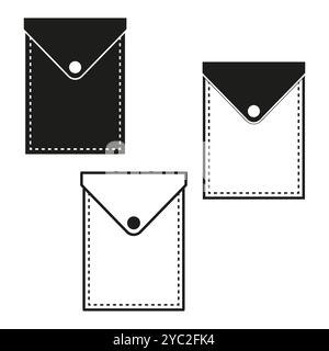 Icône de vecteur d'enveloppe. Symbole de courrier simple. Enveloppe noire et blanche. Conception de correspondance propre. Illustration de Vecteur