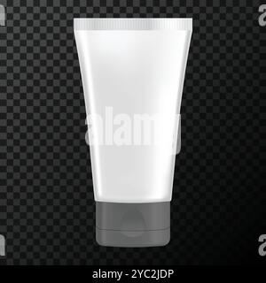 Maquette de tube en plastique vierge pour cosmétiques sans étiquette et nom de marque. Illustration réaliste vectorielle sur fond transparent Illustration de Vecteur