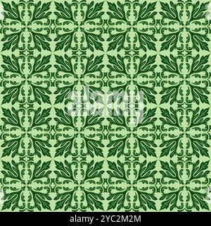 Motif de carreaux de céramique méditerranéenne couleur verte. vecteur de motif talavera Illustration de Vecteur