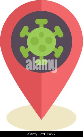 Icône rouge indiquant un virus ou une bactérie représentant la propagation du virus Illustration de Vecteur