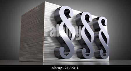 Signes de paragraphe - concept typographique en métal - illustration 3D. Banque D'Images