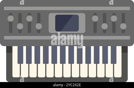 Clavier synthétiseur de piano numérique présentant des touches et des boutons pour studio d'enregistrement sonore et production musicale Illustration de Vecteur