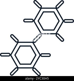 Illustration vectorielle de la chaîne chimique abstraite dans le style linéaire. Élément symbole de science, de découverte et d'investigation. L'icône est parfaite pour le web desi Illustration de Vecteur