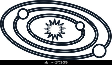 Illustration abstraite vectorielle du système solaire dans le style linéaire. Science, découverte et symbole spatial. Astronomie et élément cosmos. L'icône est parfaite Illustration de Vecteur