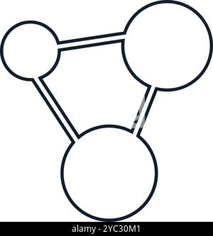 Illustration vectorielle abstraite de la structure moléculaire dans le style linéaire. Élément de symbole de science naturelle, de découverte et d'investigation. L'icône est parfaite Illustration de Vecteur