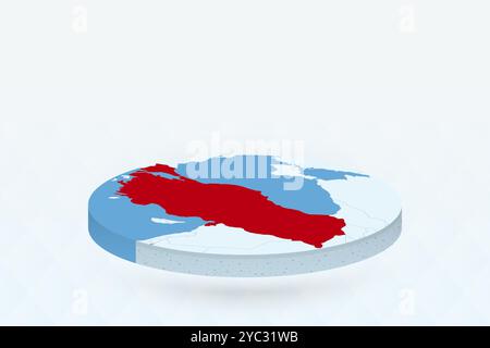 Carte isométrique 3D mettant en évidence la Turquie en rouge. Illustration vectorielle. Illustration de Vecteur