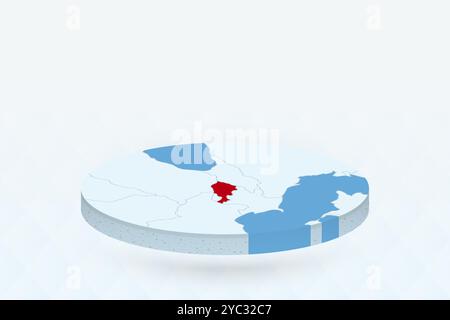 Carte isométrique 3D mettant en évidence l'Arménie en rouge. Illustration vectorielle. Illustration de Vecteur