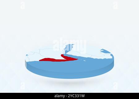 Carte isométrique 3D mettant en évidence la Somalie en rouge. Illustration vectorielle. Illustration de Vecteur