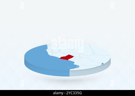 Carte isométrique 3D mettant en évidence le Ghana en rouge. Illustration vectorielle. Illustration de Vecteur