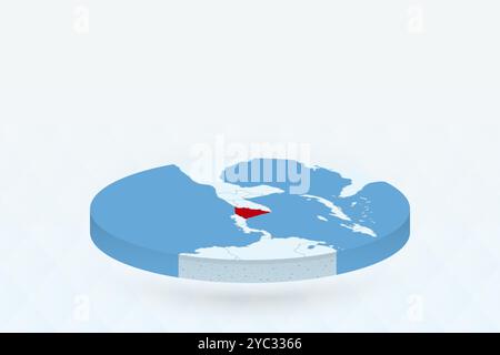 Carte isométrique 3D mettant en évidence le Nicaragua en rouge. Illustration vectorielle. Illustration de Vecteur