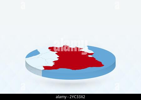 Carte isométrique 3D mettant en évidence le Brésil en rouge. Illustration vectorielle. Illustration de Vecteur
