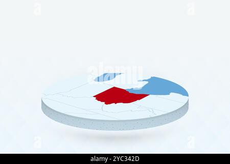 Carte isométrique 3D mettant en évidence Ohio en rouge. Illustration vectorielle. Illustration de Vecteur