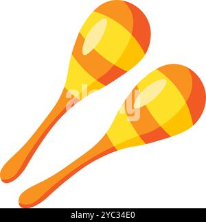 Une illustration vectorielle vibrante de maracas percussions dans un style de dessin animé joyeux. Un festival de musique animé ou une célébration avec une atmosphère joyeuse. Café musical Illustration de Vecteur