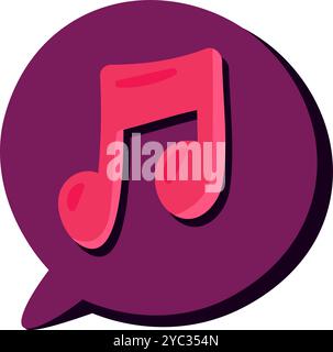 Une illustration vectorielle vibrante d'une bulle de discours avec signe de note dans un style de dessin animé joyeux. Un festival de musique animé ou une célébration avec une atmosphère joyeuse Illustration de Vecteur