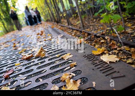 Mahnmal Gleis 17 zur Erinnerung an die deportation von Juden mit der Deutschen Reichsbahn vom Bahnhof Grunewald. / Piste 17 Mémorial commémorant la déportation des Juifs sur la Deutsche Reichsbahn depuis la gare de Grunewald. Snapshot-Photography/K.M.Krause *** Mémorial de la voie 17 commémoration de la déportation des Juifs sur la Deutsche Reichsbahn depuis la station Grunewald Mémorial de la voie 17 commémoration de la déportation des Juifs sur la Deutsche Reichsbahn depuis la station Grunewald cliché de K M Krause Banque D'Images