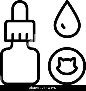 Icône gouttes pour les yeux et les oreilles d'animal familier. Signe vectoriel de médicament pipette vétérinaire essentiel pour la santé et le bien-être des animaux de compagnie. Icône de toilettage isolée sur blanc Illustration de Vecteur