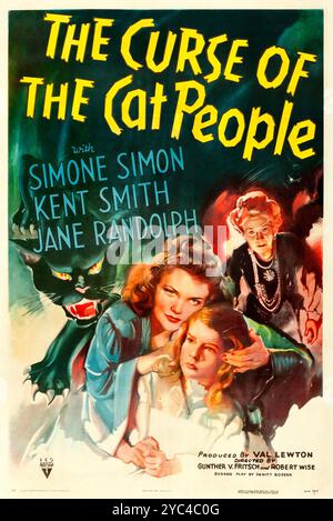 La malédiction des gens de chat, affiche de film 1944, la suite de Cat People - Simone Simon, Kent Smith, Jane Randolph - film d'horreur Banque D'Images