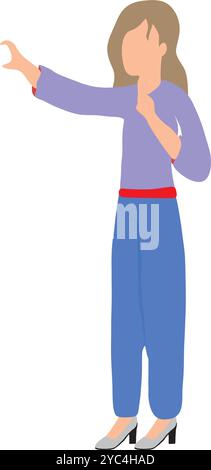 Main dessiner femme faisant geste de maintien avec une main et geste de victoire avec l'autre Illustration de Vecteur
