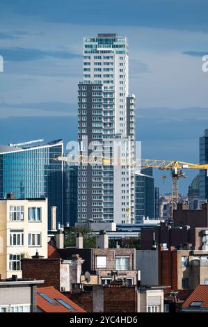 Vue en grand angle au-dessus de la tour amont de jette, région de Bruxelles-capitale, Belgique, 16 octobre 2024 Banque D'Images