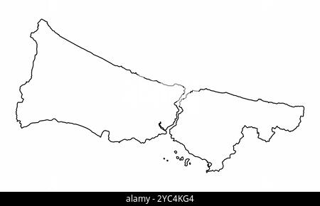 Carte de contour d'Istanbul isolé sur fond blanc, Turquie Illustration de Vecteur