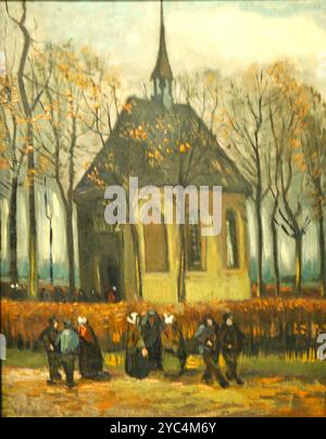 Vincent van Gogh congrégation quittant l'église réformée à Nuenen 1884 1885 Banque D'Images