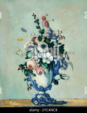 Fleurs dans un vase rococo. Paul Cézanne. c. 1876. Banque D'Images