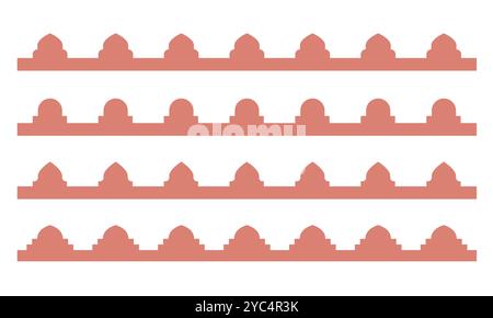 Bordure arabe géométrique traditionnelle. Motif de bordure sans couture sur le toit en voûte abstrait oriental. Illustration de Vecteur