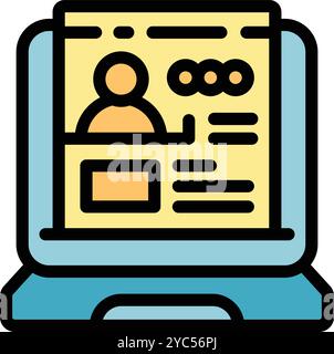 L'ordinateur portable affiche un cv mettant en évidence le profil, l'expérience et les compétences du candidat pour une candidature Illustration de Vecteur