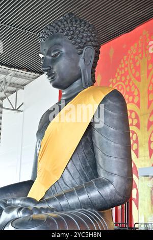 Vue latérale de la statue noire de Bouddha en Thaïlande Bangkok Banque D'Images
