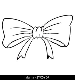 Contour de noeud papillon noir et blanc, style d'esquisse simple Illustration de Vecteur