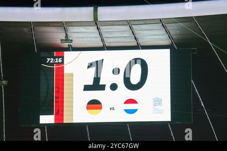 Tableau d'écran lors de la célébration des buts lors du match de l'UEFA Nations League 2024 EN ALLEMAGNE, pays-Bas. , . Le 14 octobre 2024 à Munich, Allemagne. Photographe : ddp images/STAR-images crédit : ddp Media GmbH/Alamy Live News Banque D'Images