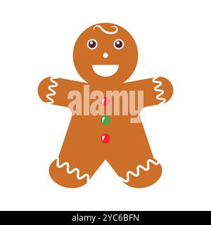 Mignon homme en pain d'épice de noël. Illustration vectorielle Illustration de Vecteur