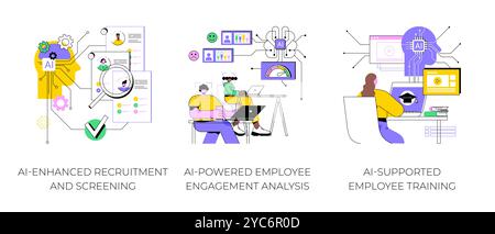 L'IA dans les illustrations vectorielles abstraites de concepts des ressources humaines. Illustration de Vecteur