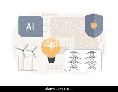 Illustration vectorielle de concept abstrait de sécurité de grille alimentée PAR AI. Illustration de Vecteur