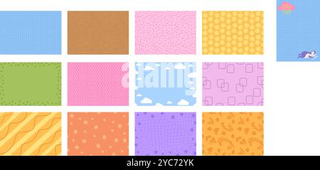Ensemble de fond enfantin mignon dans le style dessiné à la main de dessin animé pour les projets d'enfants. Illustration de Vecteur