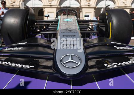 Voiture particulière de l'écurie de formule un Mercedes, AMG PETRONAS, F1, l'une des écuries les plus victorieuses de l'histoire de la formule 1, détails de la voiture avant. ra Banque D'Images