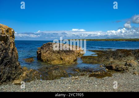 Vue le long de la côte nord de la péninsule de Llyn au nord du pays de Galles depuis Porth Colmon Banque D'Images