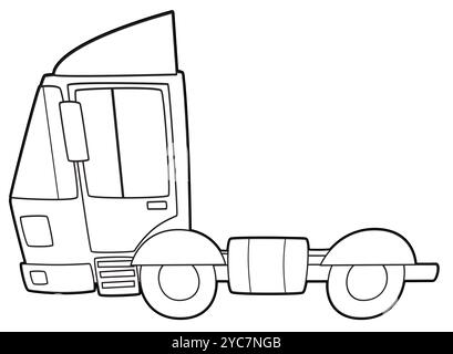scène de dessin animé avec camion de cargaison sur fond blanc coloriage illustration isolée pour les enfants Banque D'Images