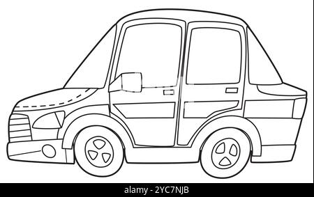 Coloriage page de voiture de police coloriage illustration isolée pour les enfants Banque D'Images