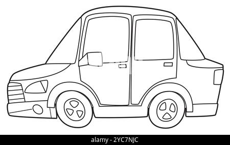 Coloriage page de voiture de police coloriage illustration isolée pour les enfants Banque D'Images